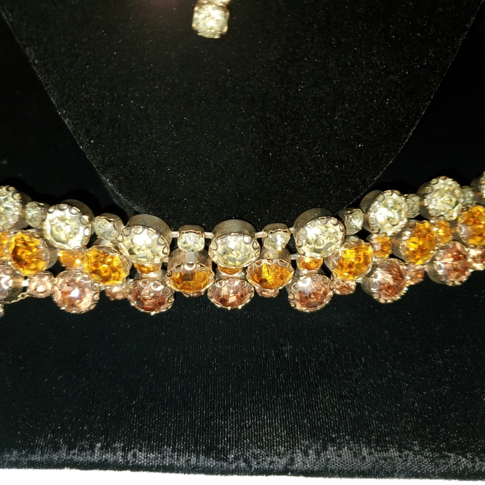 Showstopper Rhinestone Demi-parure Reverse Ombre Topaz Yellow Huge Fall Bling - Picture 14 of 14